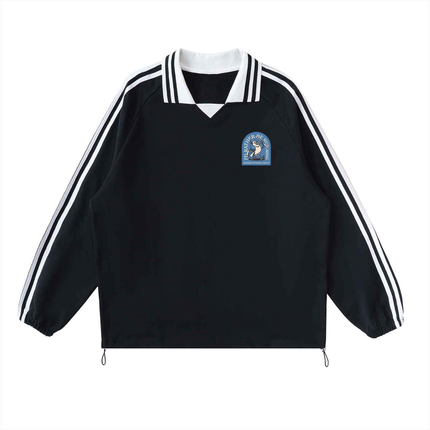 Contrast Striped Lapel Collar Sweatshirt