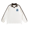 Contrast Striped Lapel Collar Sweatshirt