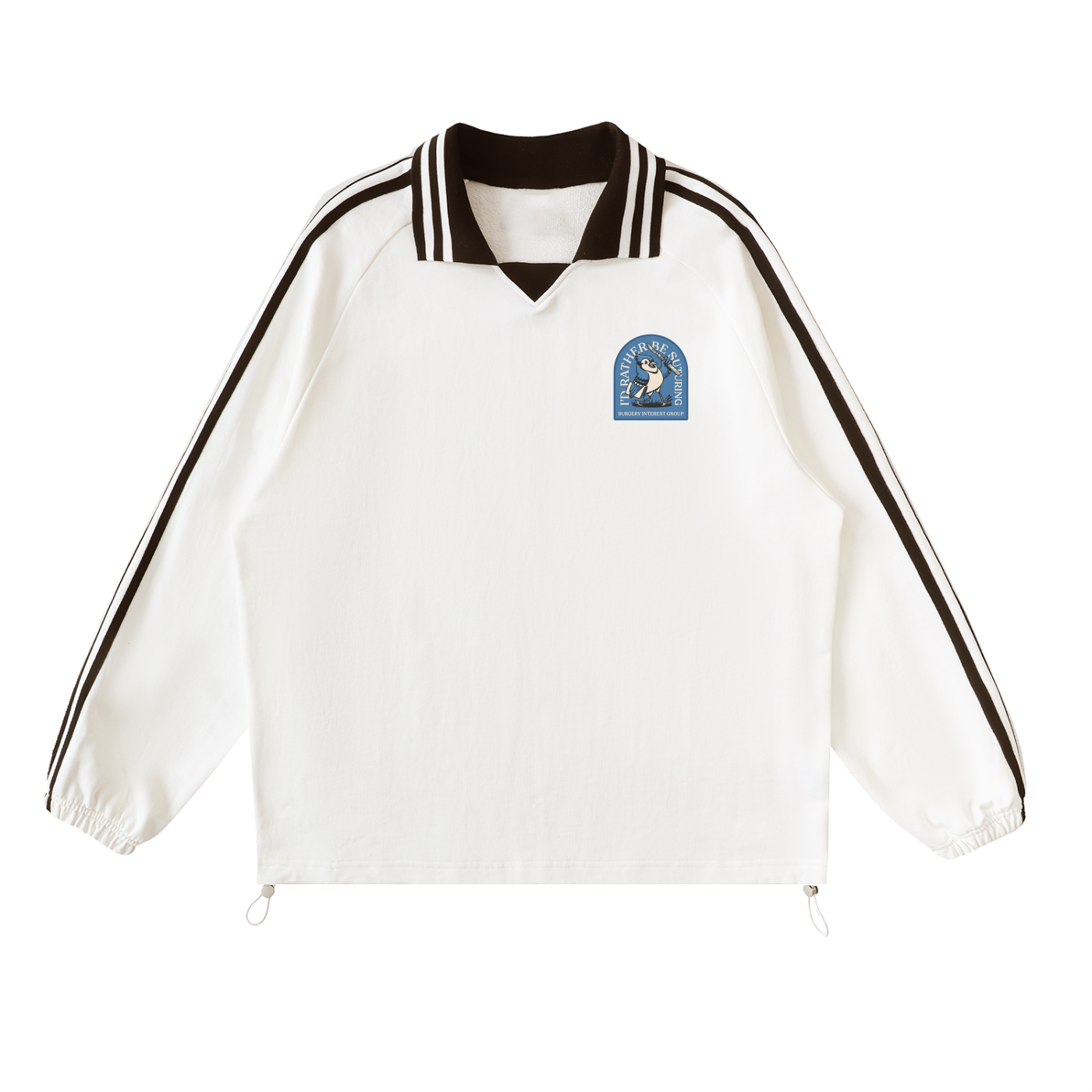 Contrast Striped Lapel Collar Sweatshirt