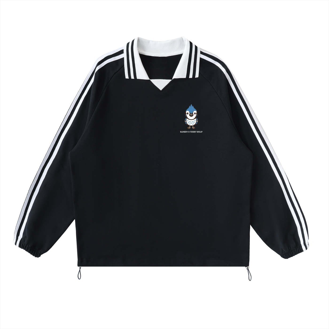 Contrast Striped Lapel Collar Sweatshirt